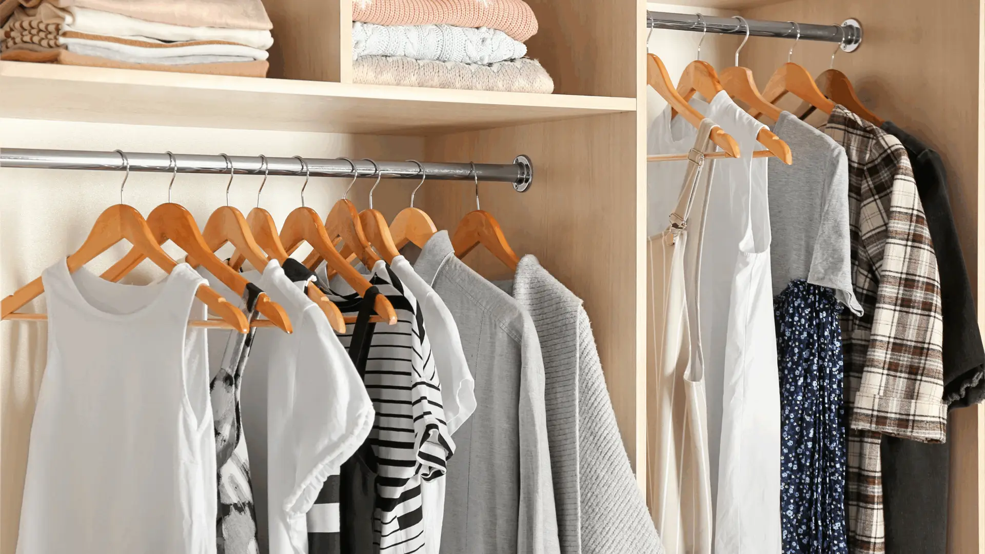 close up of a walk in closet